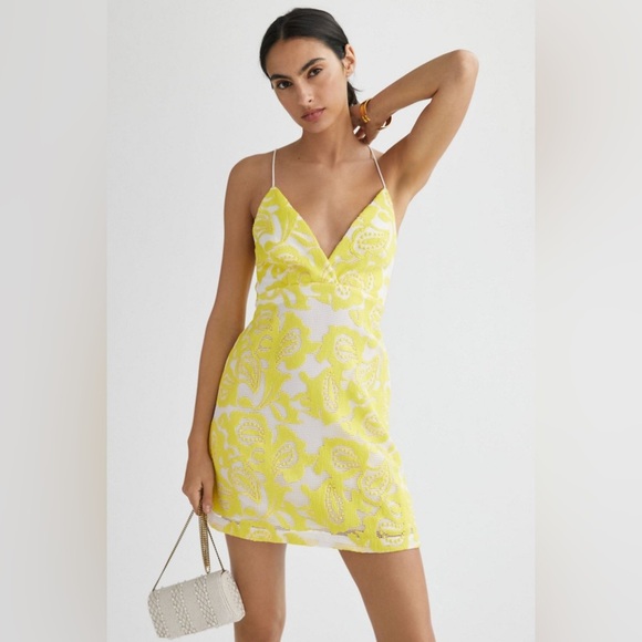 Anthropologie Dresses & Skirts - NWT Maeve by Anthropologie Yellow White Floral Embroidered Mini Slip Dress 6 Six